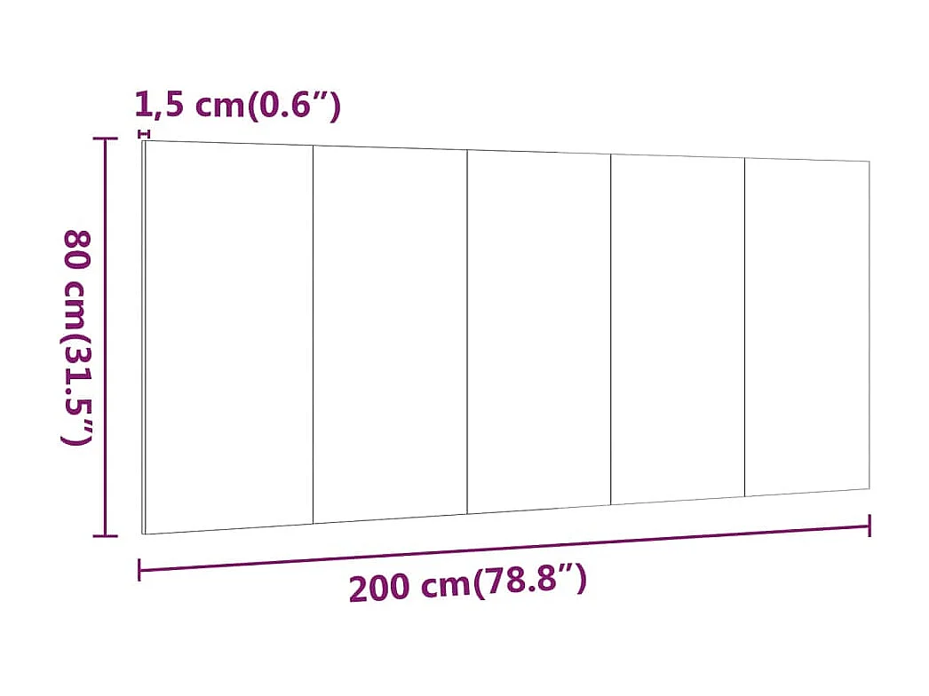 Tête de lit Blanc 200x1,5x80 cm Bois d'ingénierie