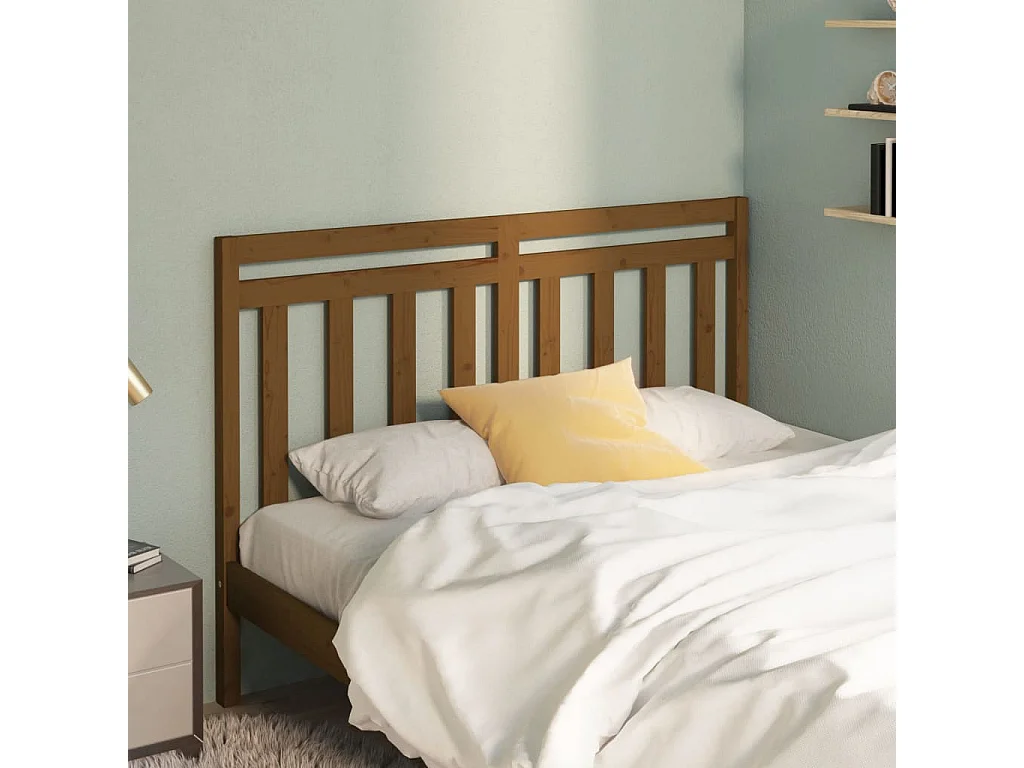 Tête de lit Marron miel 126x4x100 cm Bois massif de pin