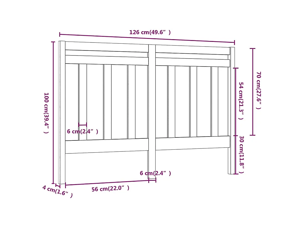 Tête de lit Marron miel 126x4x100 cm Bois massif de pin