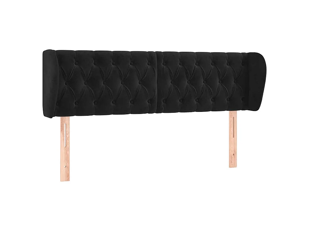 Tête de lit avec oreilles Noir 163x23x78/88 cm Velours