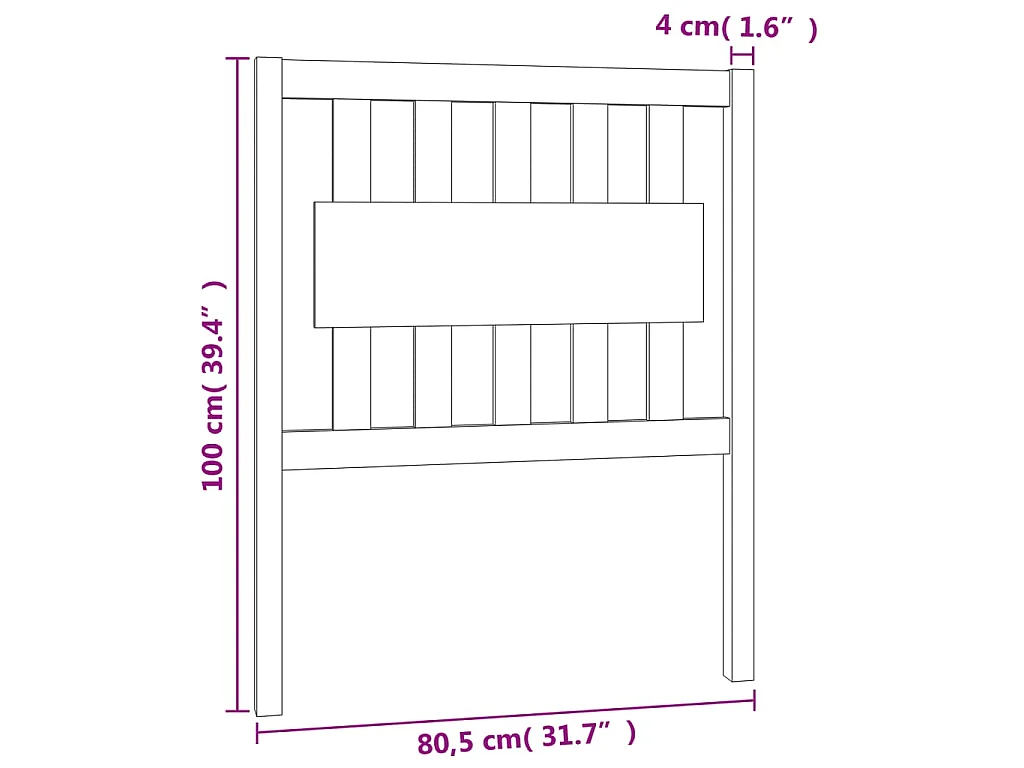 Hoofdbord 80,5x4x100 cm massief grenenhout zwart