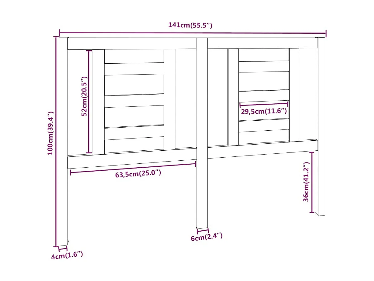 Tête de lit Marron miel 141x4x100 cm Bois massif de pin