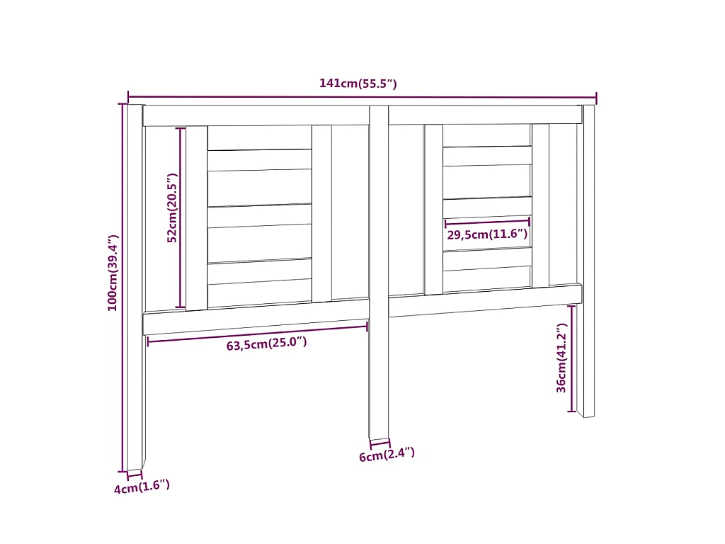 Cabecero de cama madera maciza de pino marrón miel 141x4x100 cm