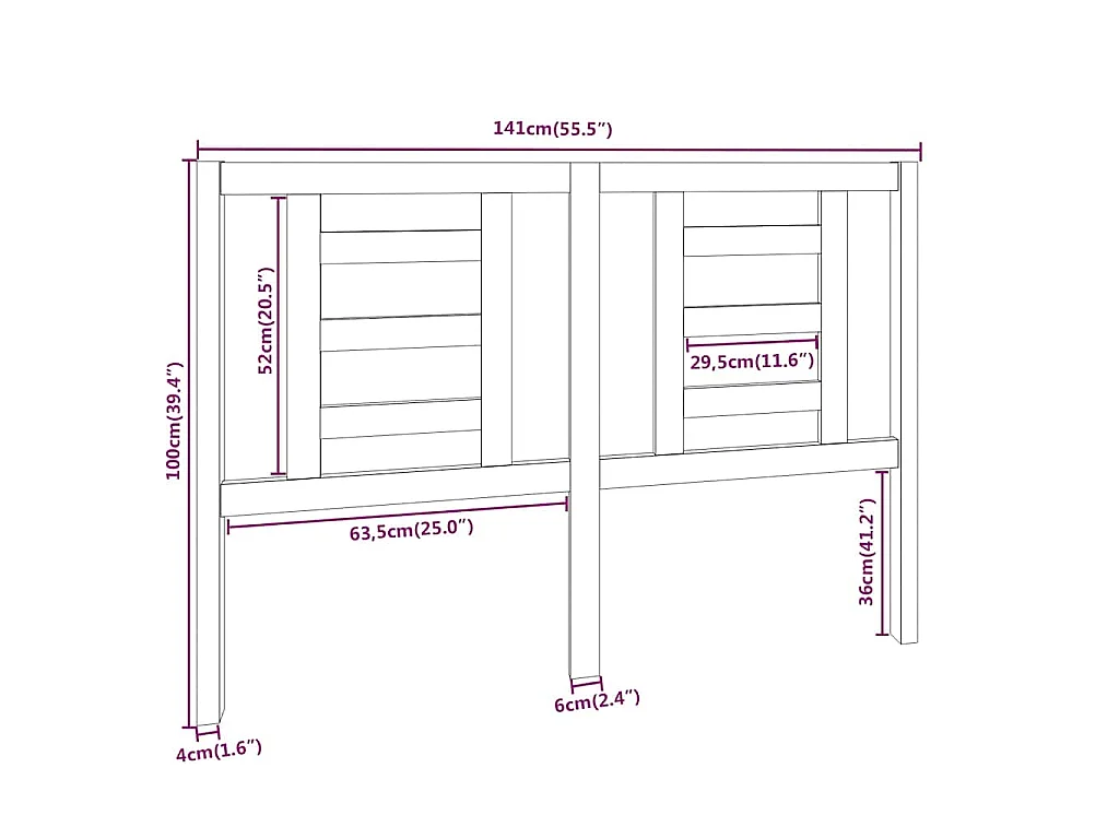 Cabecero de cama madera maciza de pino marrón miel 141x4x100 cm