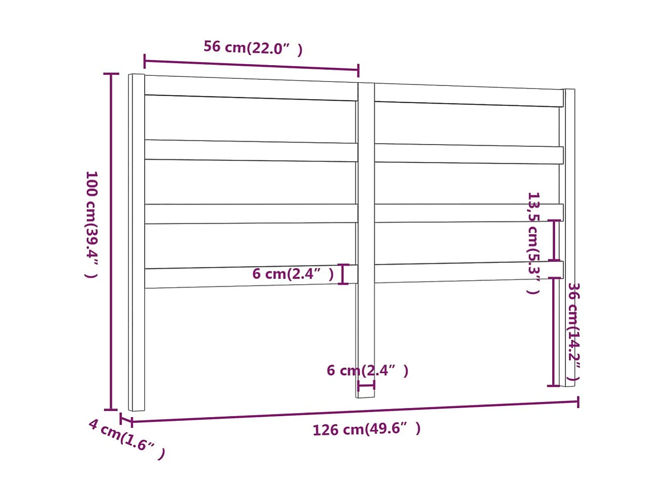 Hoofdbord 126x4x100 cm massief grenenhout honingbruin