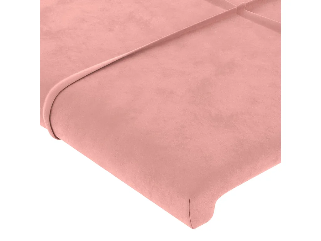 Cabeceira de cama c/ luzes LED veludo 93x16x118/128 cm rosa