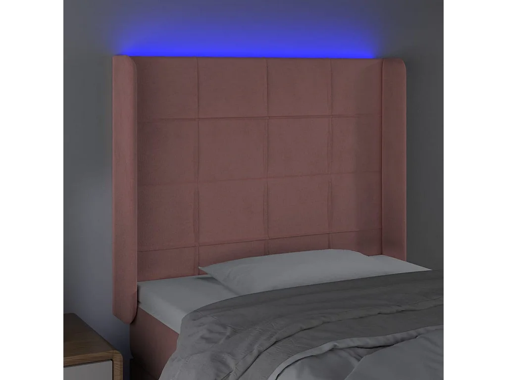 Testiera a LED Nera 93x16x118/128 cm in Velluto