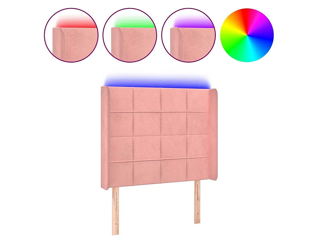 LED Kopfteil Rosa 93x16x118/128 cm Samt