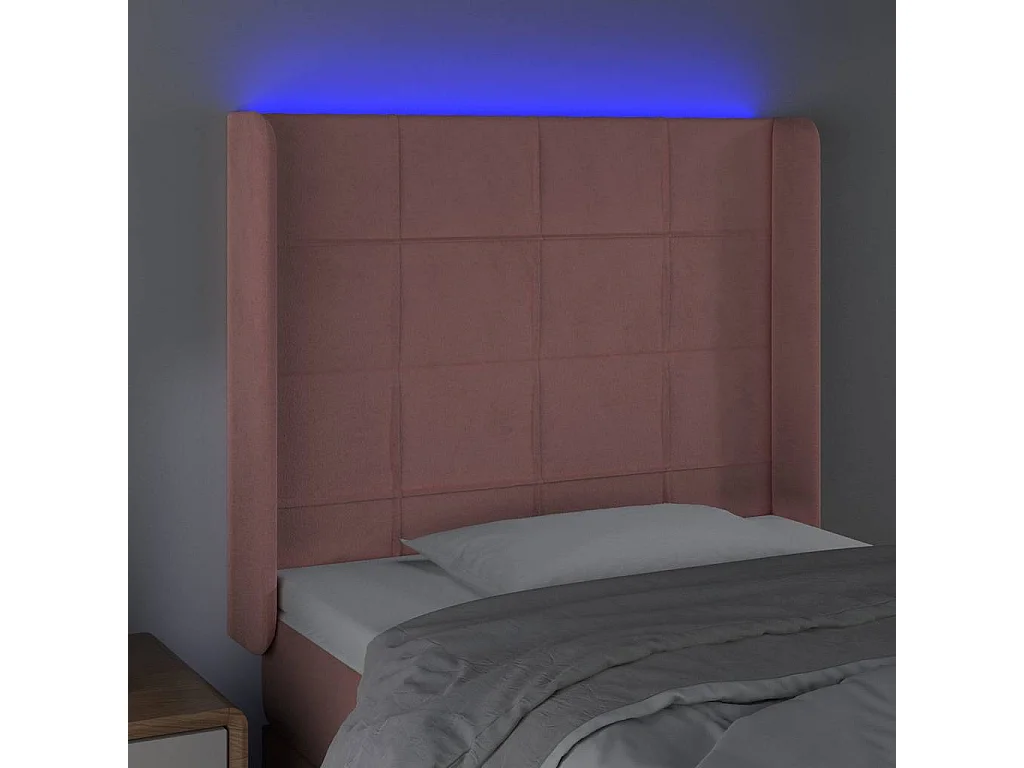 LED Kopfteil Rosa 93x16x118/128 cm Samt