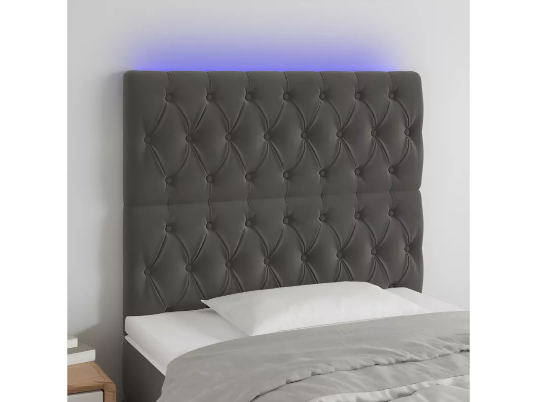 Kauf Unique LED Kopfteil Dunkelgrau 90x7x118/128 cm Samt