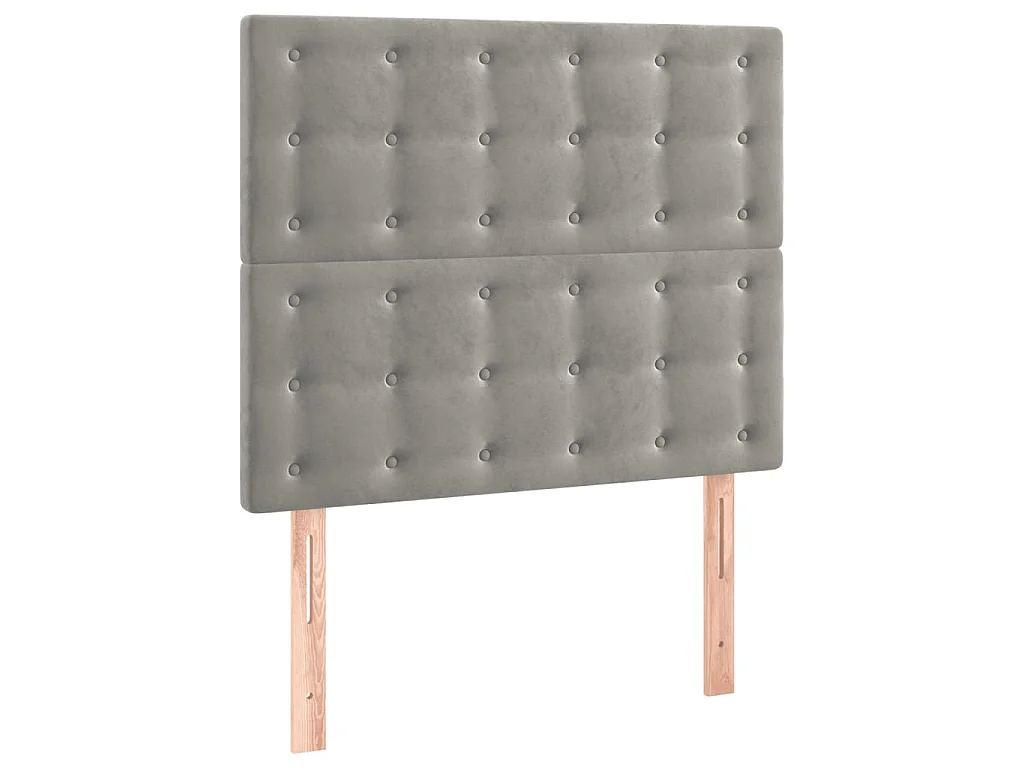 Tête de lit à LED Gris clair 100x5x118/128 cm Velours