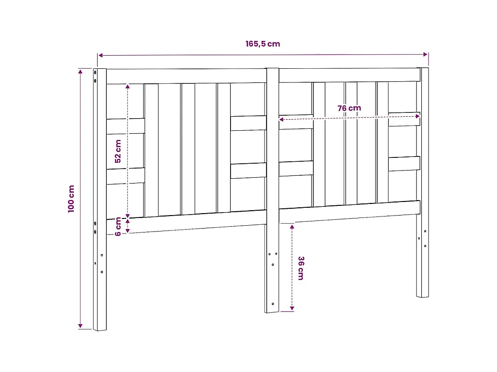 Tête de lit Gris 166x4x100 cm Bois massif de pin