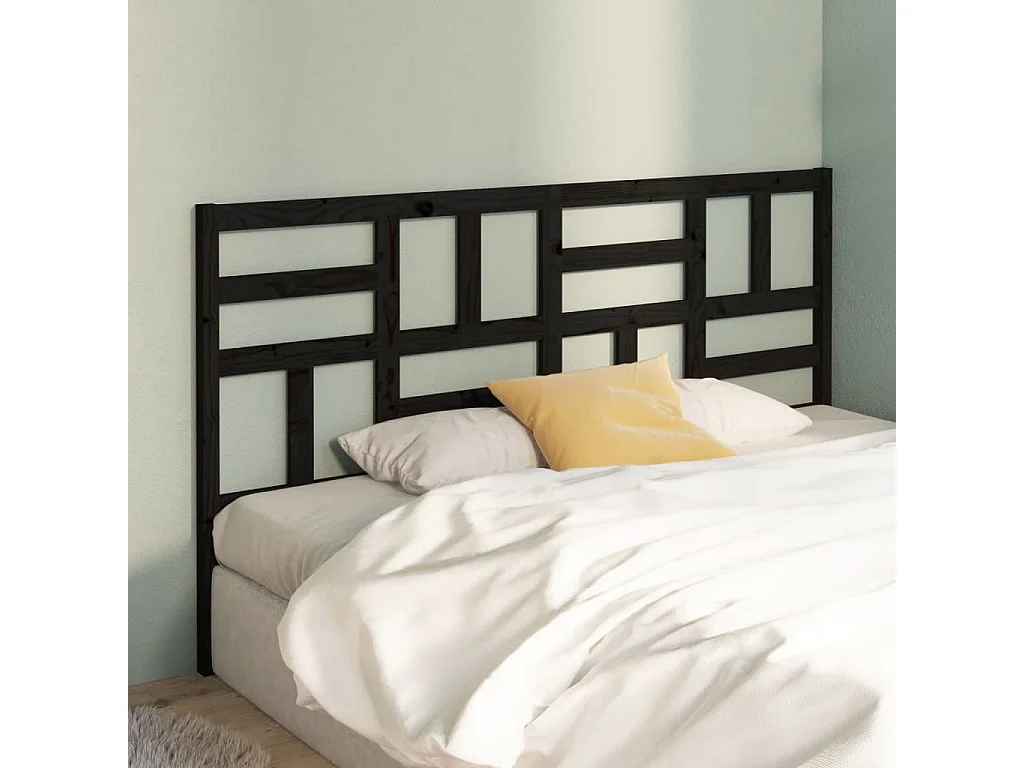 Hoofdbord 206x4x104 cm massief grenenhout zwart