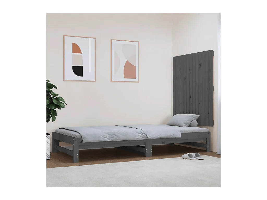 Tête de lit murale Gris 82,5x3x90 cm Bois massif de pin