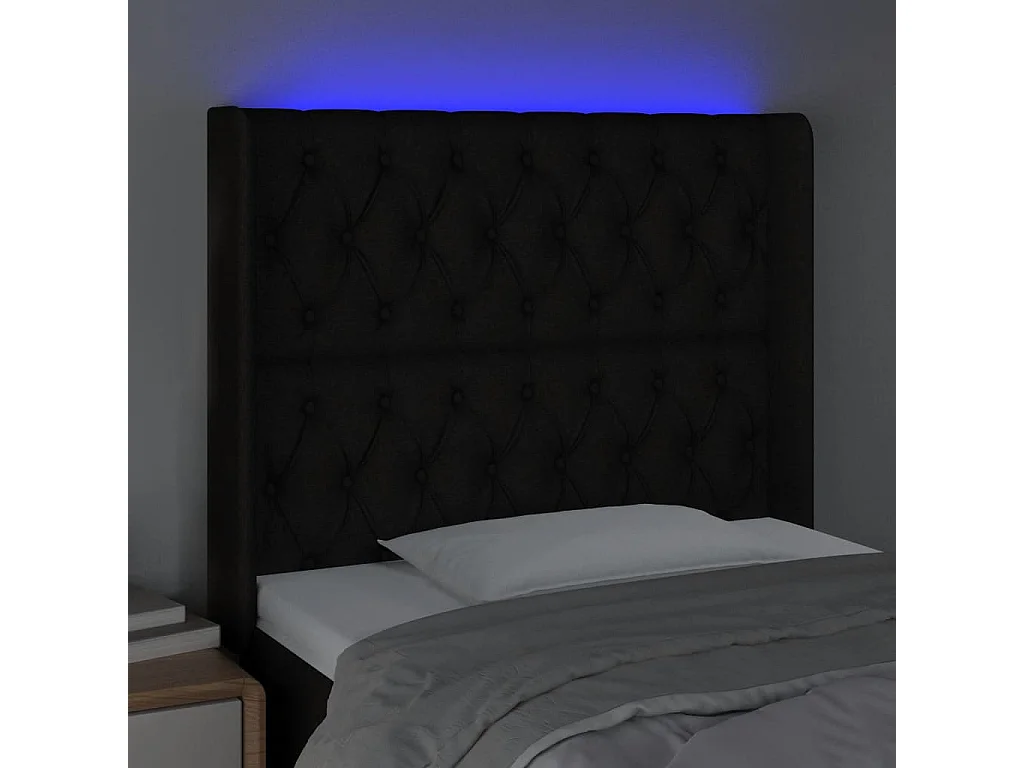 Testiera a LED nero 93x16x118/128 cm in Tessuto