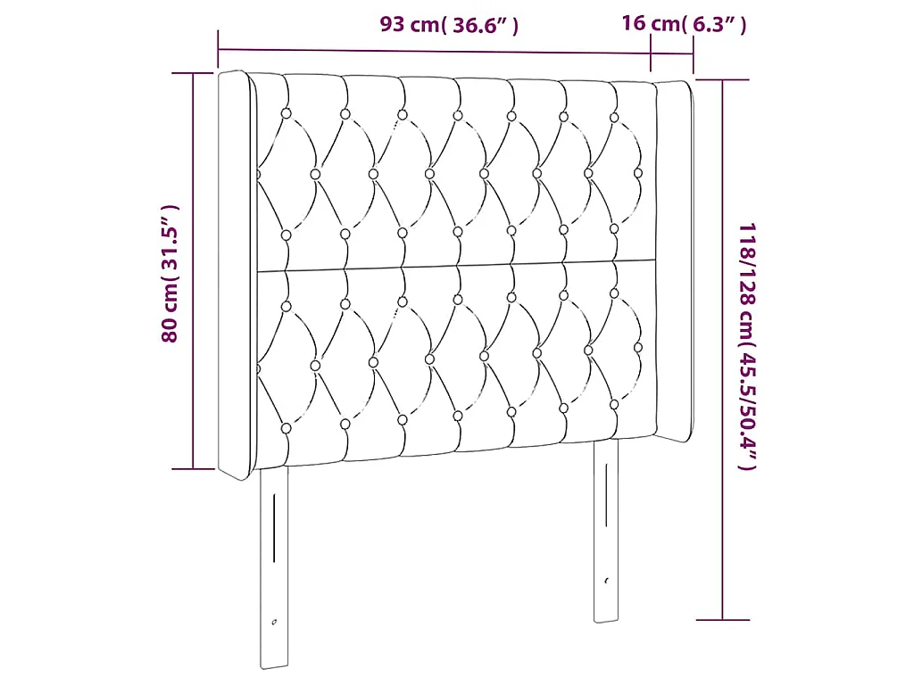 LED Kopfteil Schwarz 93x16x118/128 cm Stoff