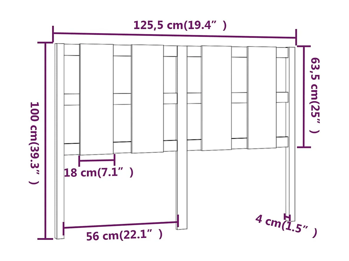 Tête de lit Marron miel 125,5x4x100 cm Bois massif de pin