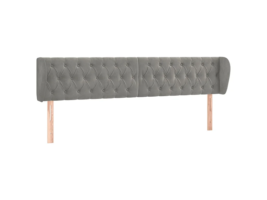Tête de lit avec oreilles Gris clair 183x23x78/88 cm Velours