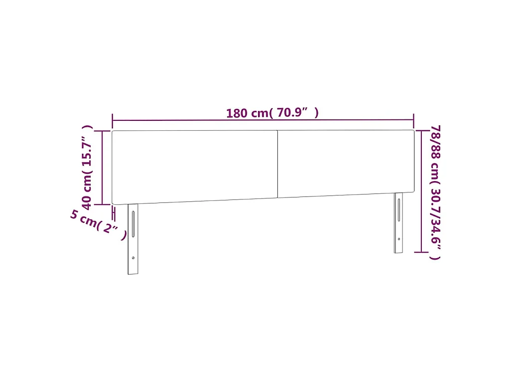 Hoofdborden 180x5x78/88 cm stof donkergrijs