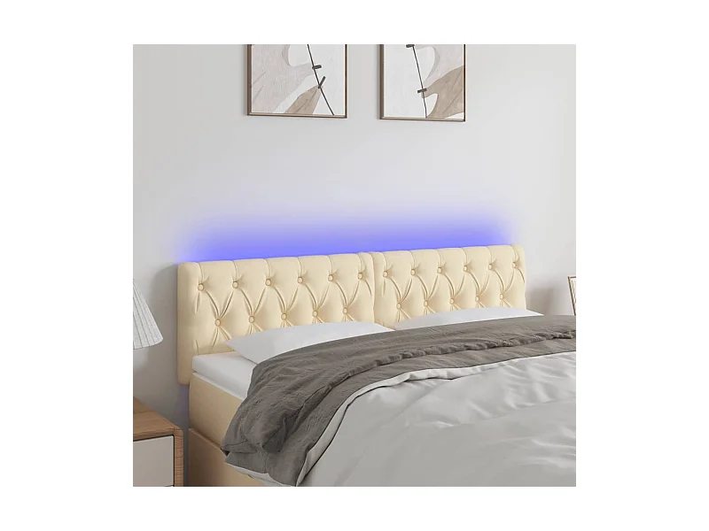 Tête de lit à LED Crème 144x7x78/88 cm Tissu