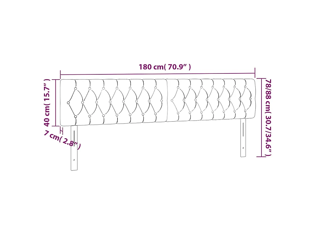 Kopfteile Dunkelgrau 180x7x78/88 cm Stoff