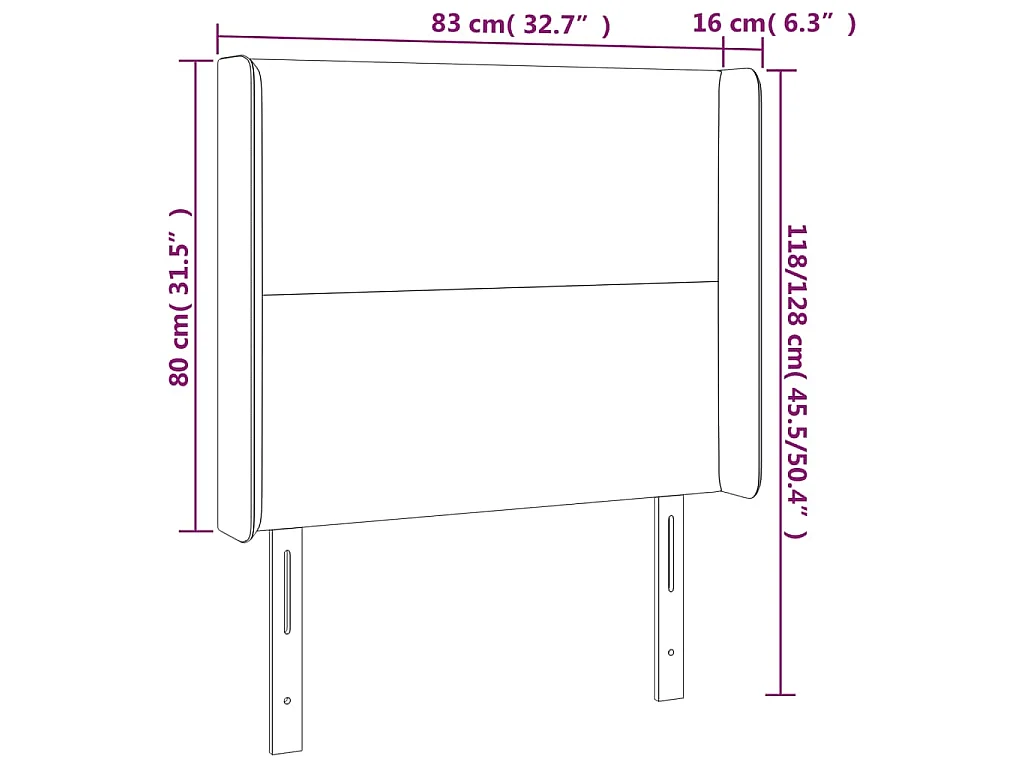 Tête de lit à LED Blanc 83x16x118/128 cm Similicuir