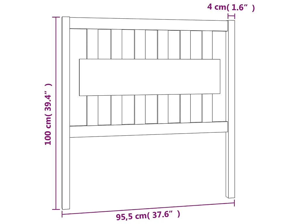 Tête de lit 95,5x4x100 cm Bois massif de pin
