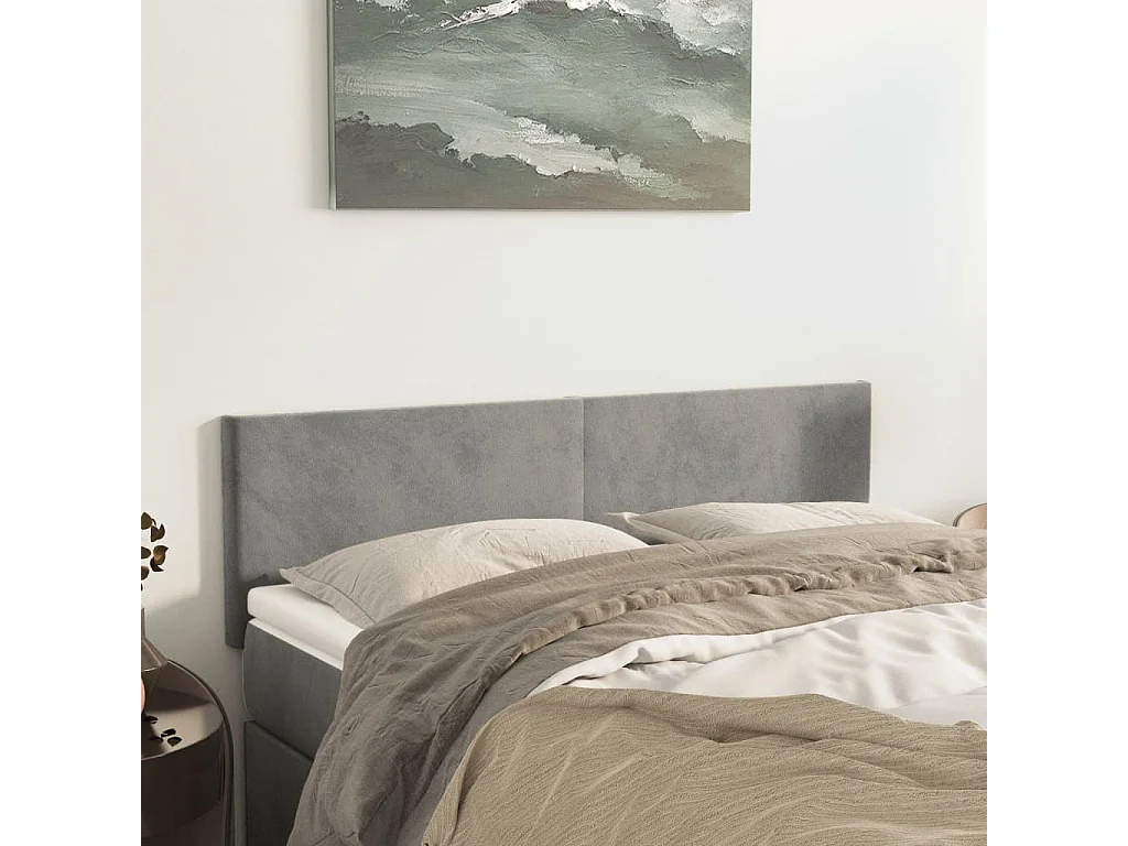 Testiera Grigio Chiaro 144x5x78/88 cm in Velluto