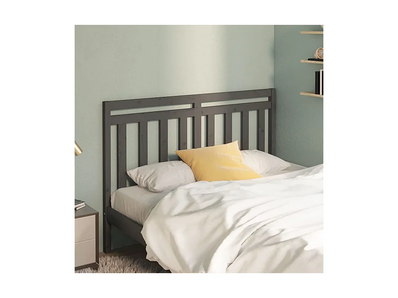 Tête de lit Gris 126x4x100 cm Bois massif de pin