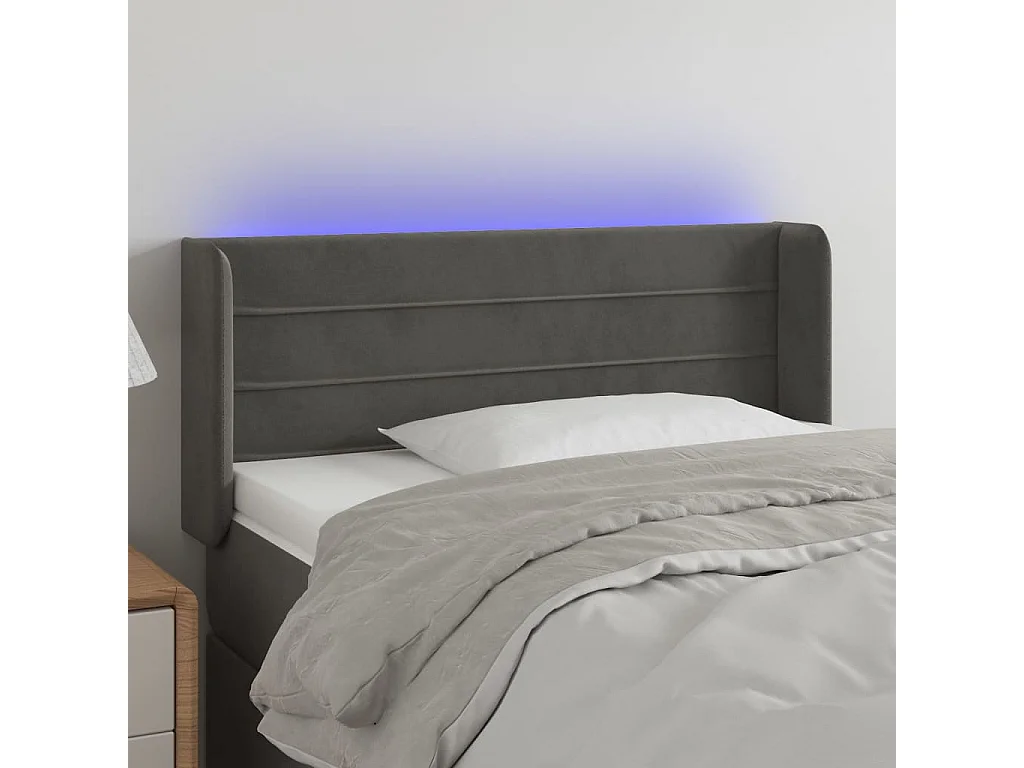 Testiera a LED Grigio Scuro 83x16x78/88 cm in Velluto