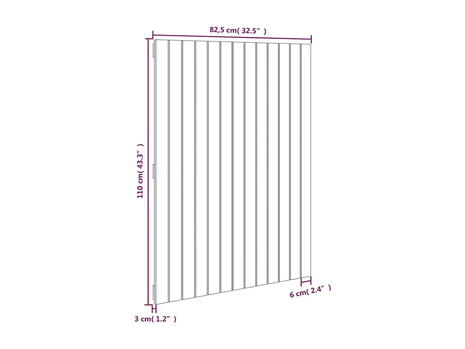 Tête de lit murale Marron miel 82,5x3x110 cm Bois massif de pin