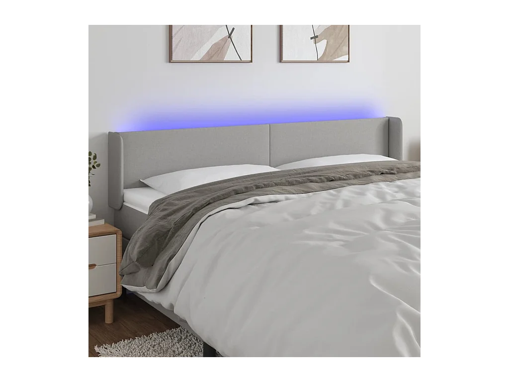 Tête de lit à LED Gris clair 183x16x78/88 cm Tissu