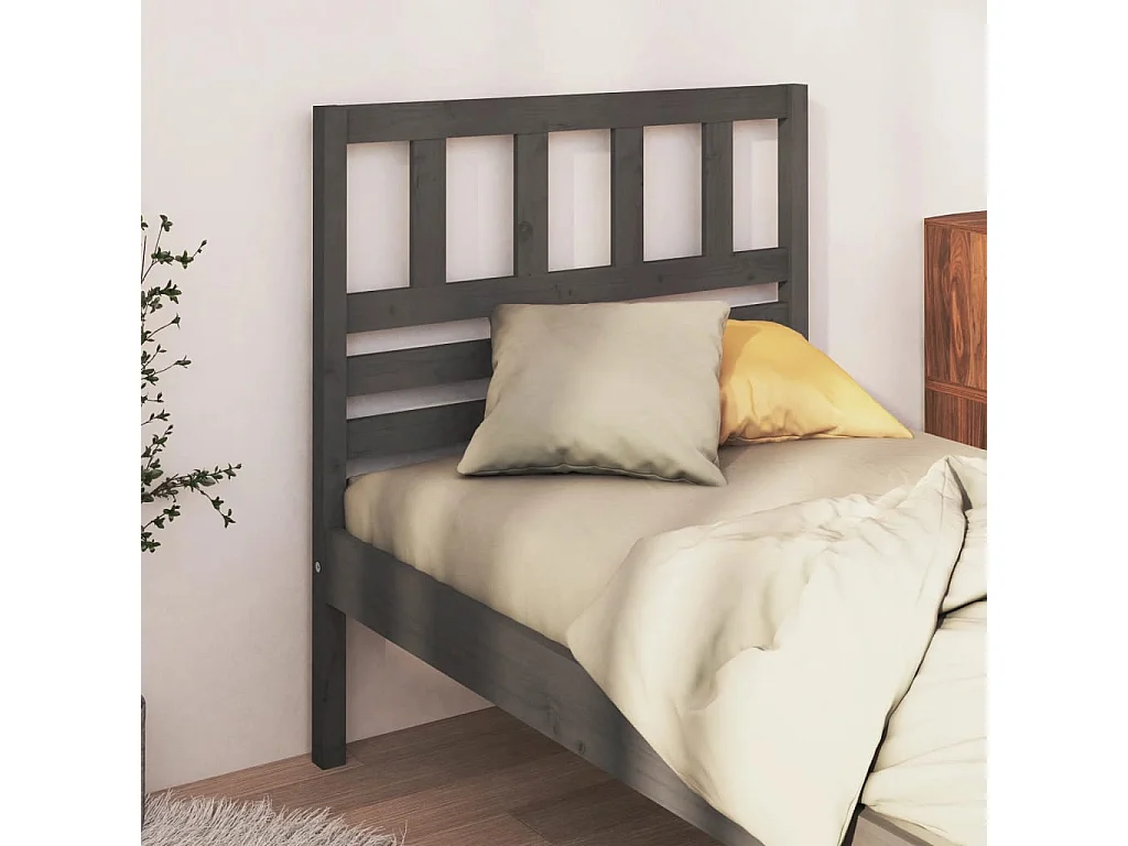 Tête de lit Gris 96x4x100 cm Bois massif de pin