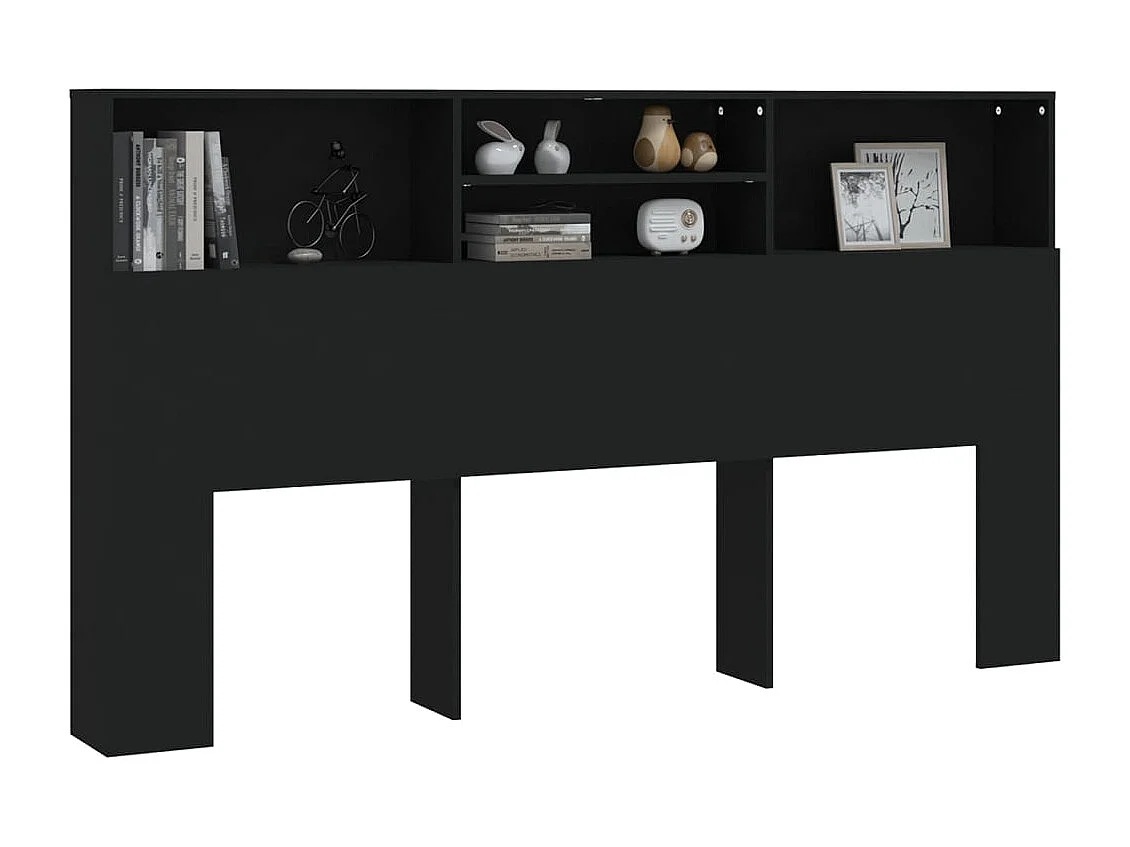 Bett-Kopfteil mit Ablagen Schwarz 180x19x103,5 cm