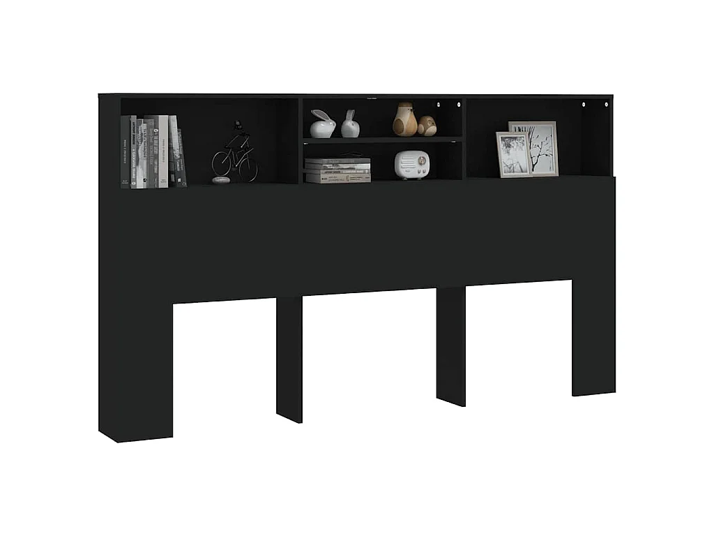 Testiera con Contenitore Nera 180x19x103,5 cm