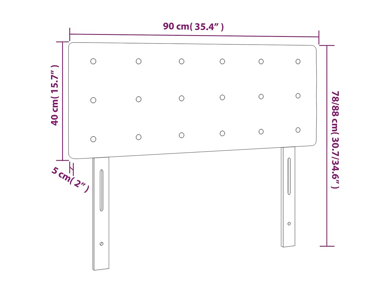 Tête de lit à LED Gris foncé 90x5x78/88 cm Tissu