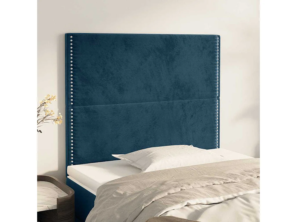 Cabeceira Azul Escuro 100x5x118/128 cm Veludo