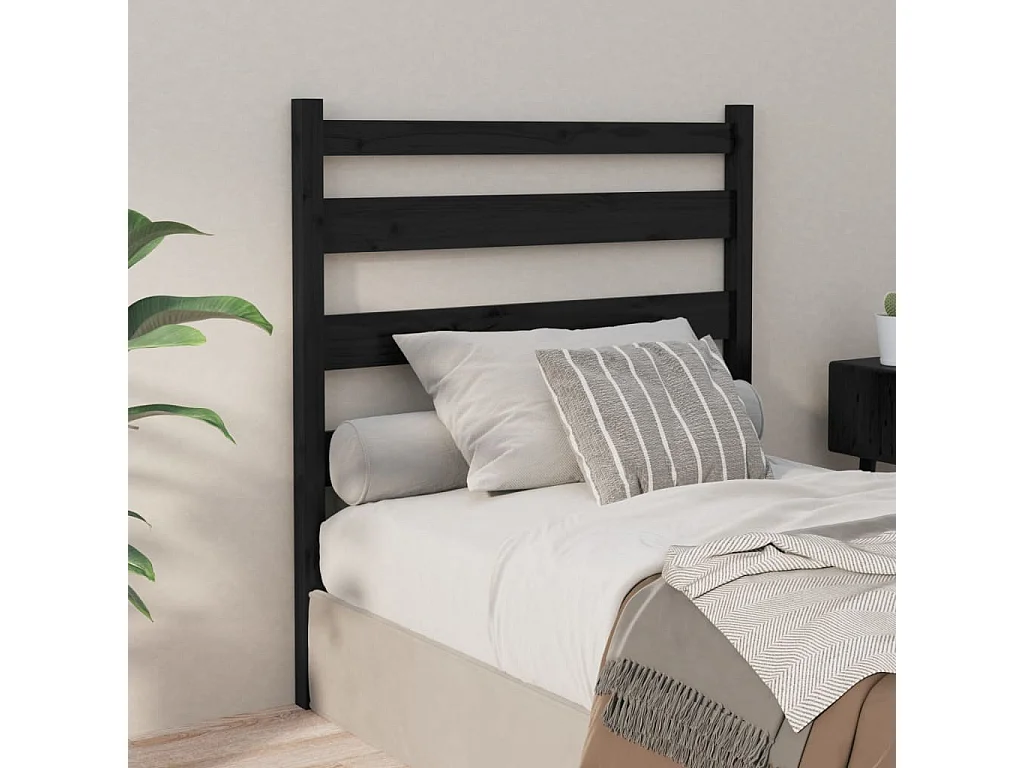 Tête de lit Noir 96x4x100 cm Bois massif de pin