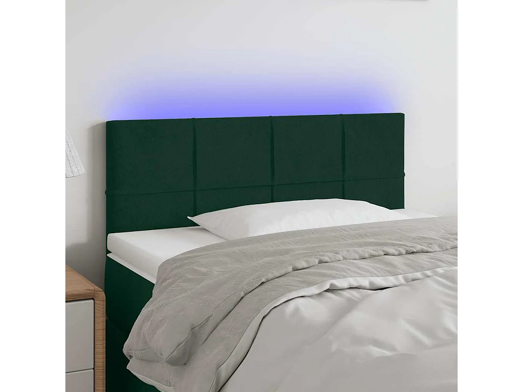 Testiera a LED Verde scuro 90x5x78/88 cm in Similpelle