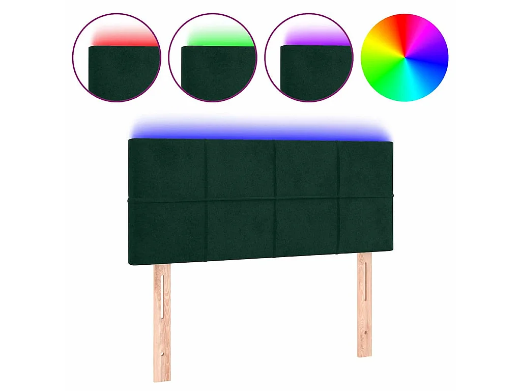 Testiera a LED Verde scuro 90x5x78/88 cm in Similpelle