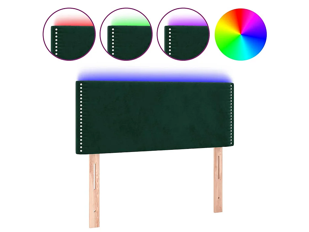 Tête de lit à LED Vert foncé 100x5x78/88 cm Velours