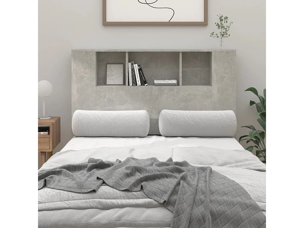 Kopfteil mit Ablagen Betongrau 120x18,5x102,5 cm