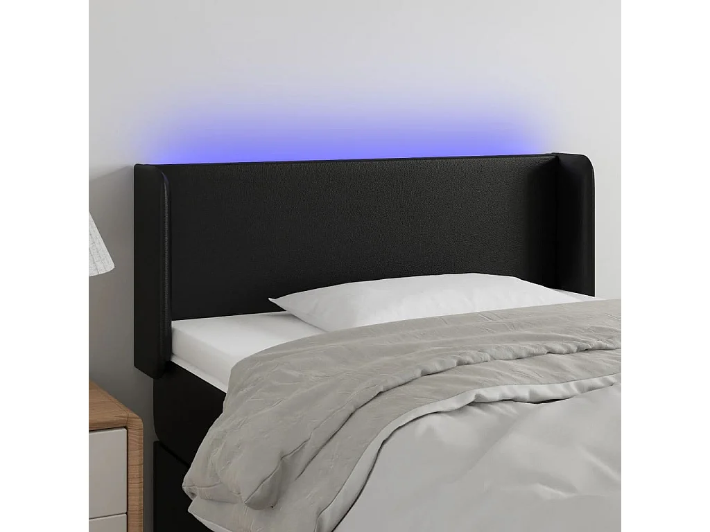 LED Kopfteil Schwarz 83x16x78/88 cm Kunstleder