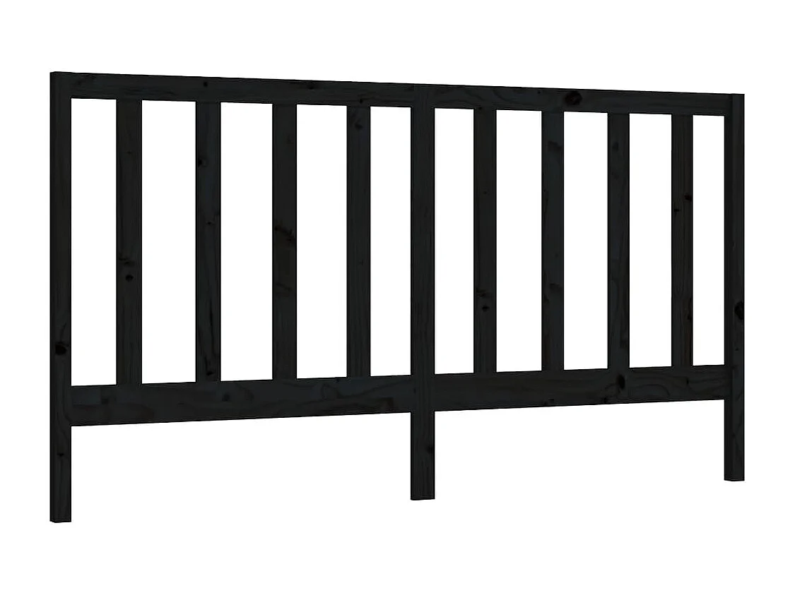 Tête de lit Noir 186x4x100 cm Bois massif de pin