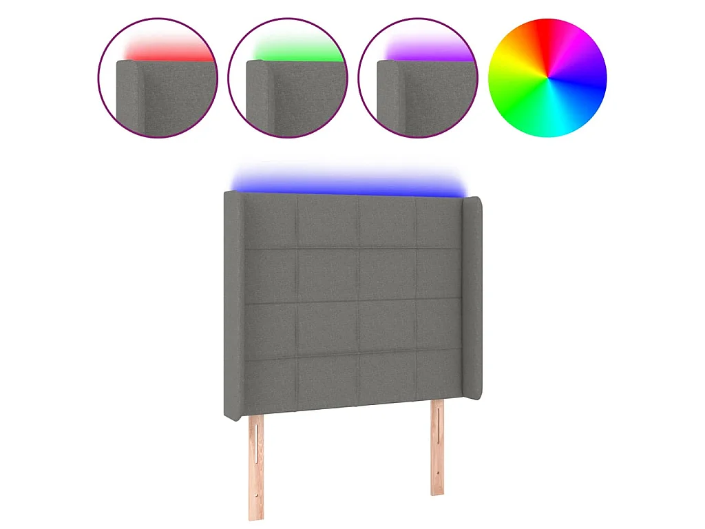 Tête de lit à LED Gris foncé 103x16x118/128 cm Tissu