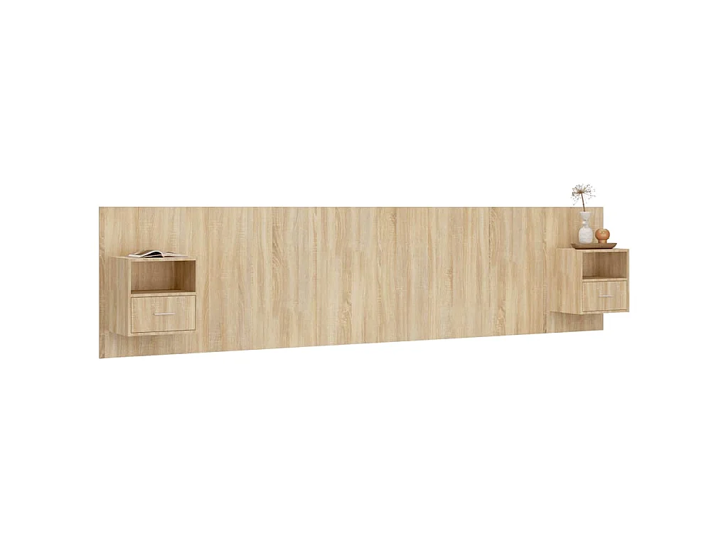 Hoofdbord met kastjes bewerkt hout sonoma eikenkleurig