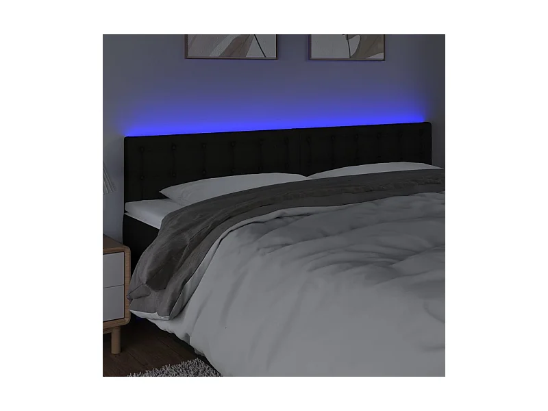 LED Kopfteil Schwarz 200x5x78/88 cm Stoff