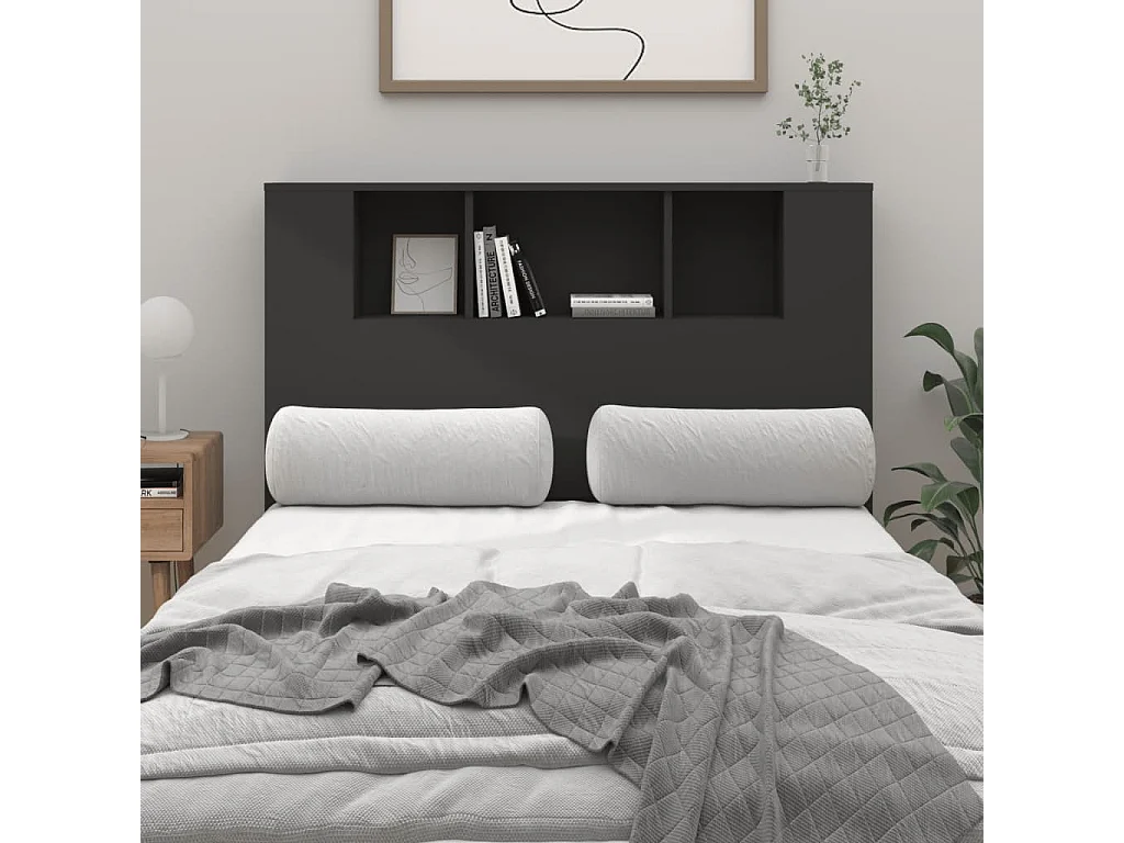Kopfteil mit Ablagen Schwarz 120x18,5x102,5 cm