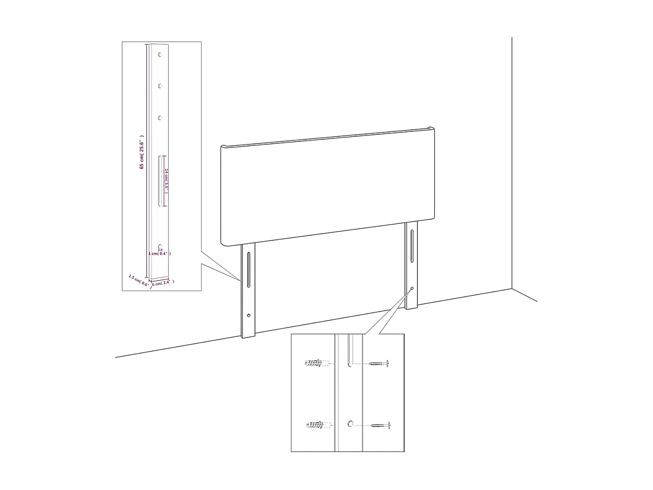 Kopfteil mit Ohren Hellgrau 93x16x78/88 cm Stoff