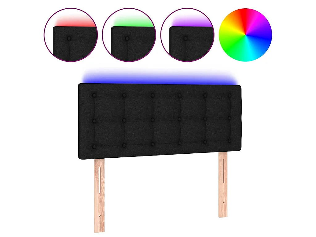 Cabeceira de cama c/ luzes LED tecido 100x5x78/88 cm preto